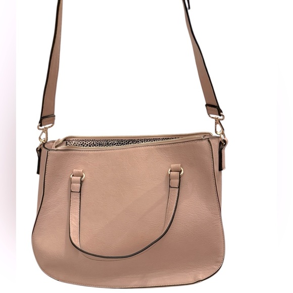 Sole Society Whipstitch Taupe/pale pink  Faux Leather Satchel - Picture 3 of 6